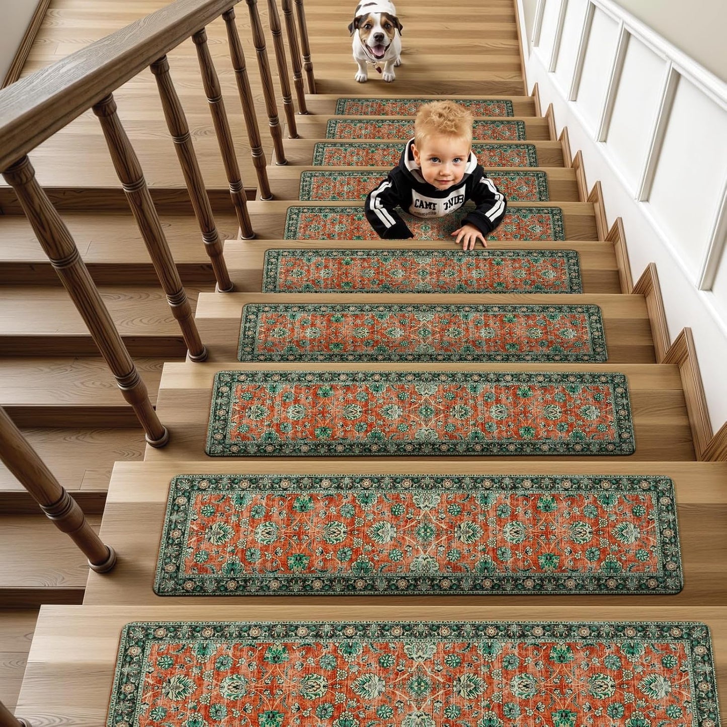 OJIA Extra Non-Slip Stair Treads for Wooden Steps 15PCS, 30"X8" Rubber Indoor Stair Runner Slip Resistant Stair Rugs Safety Mats for Dogs, Kids & Elders, Stairway Grip Step Treads, Gray