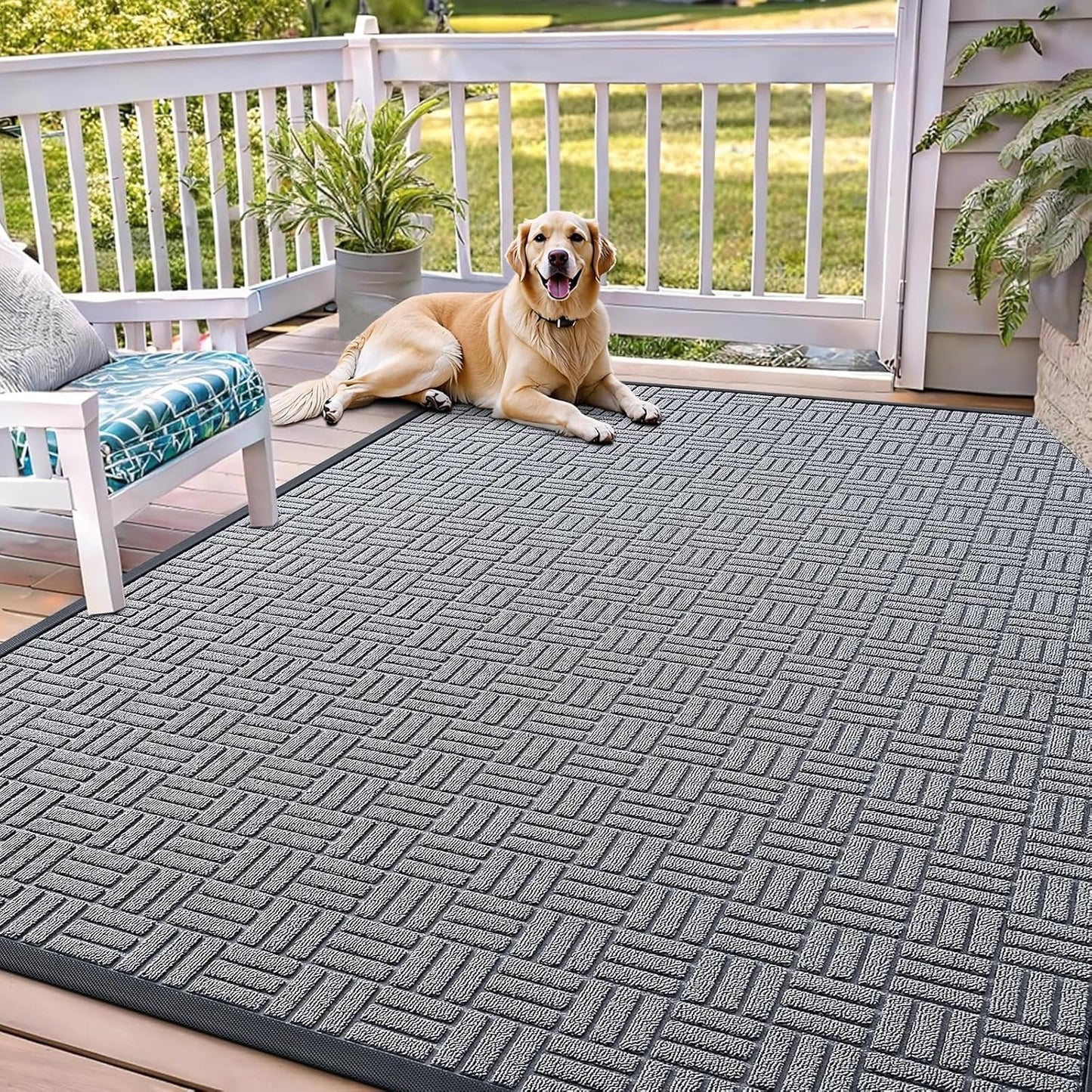 OLANLY Front Door Mat Outside Entrance 29.5x17, Absorbent, Heavy Duty Sturdy Natural Rubber Doormat Indoor Outdoor, Stain and Fade Resistant, Non-Slip Backing Low Profile Floor Mat for Entryway, Grey