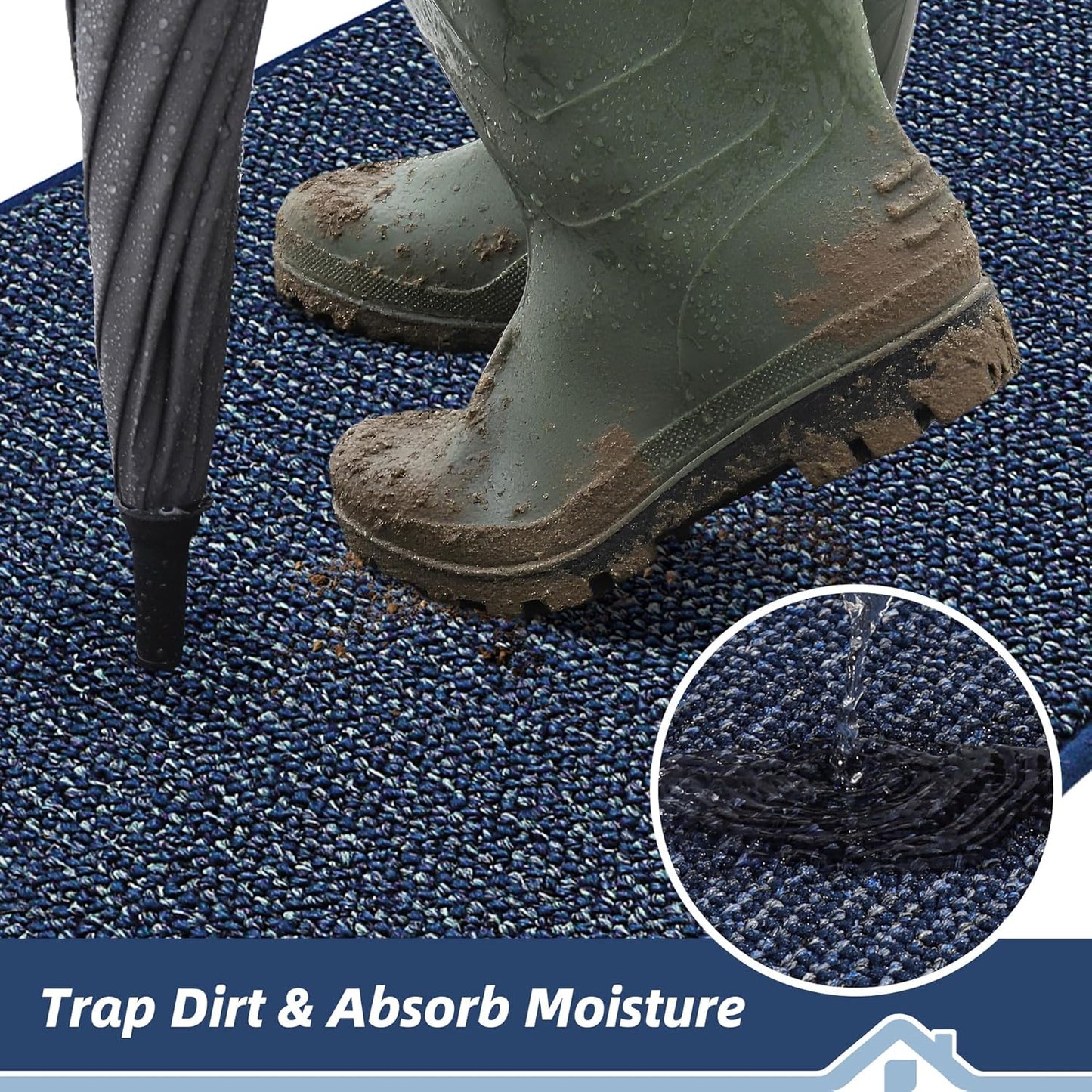 BEQHAUSE Dirt Trapper Door Mat 20" x 32", Non-Slip Washable Doormats Entrance Mat, Dirt Resistant and Absorbent Welcome Mat, Low Profile Floor Mats for Front Back Door and Entryway, Beige