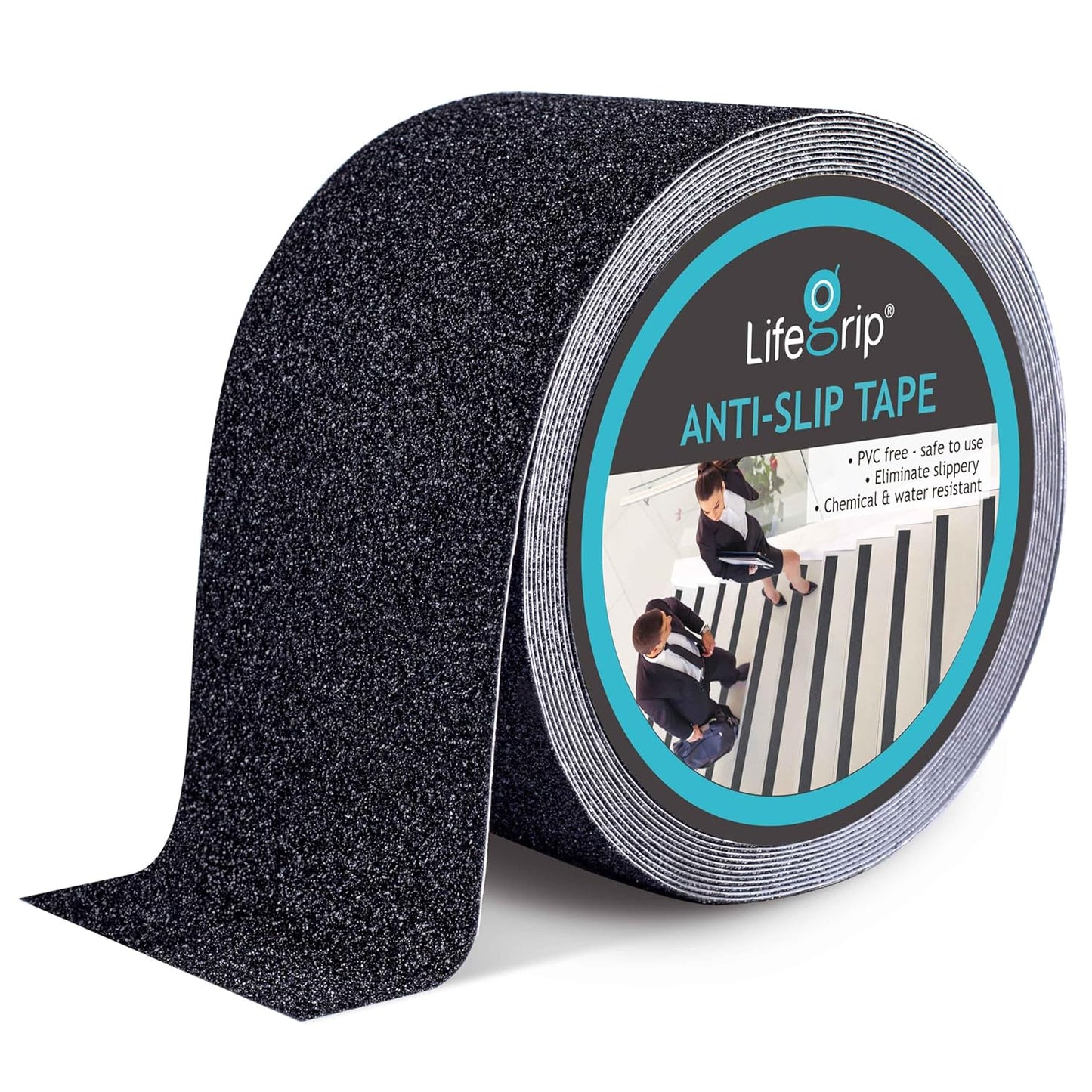 Lifegrip Anti Slip Tape, 4 Inch x 15 Foot Non-Slip Traction Grip Tape for Stairs, Waterproof Stair Treads Grip Non Slip, Non Skid Tape for Steps, Outdoor Black Grip Tape (4" X 15')