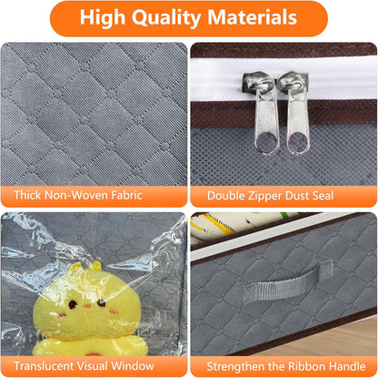 90L Under Bed Storage Containers,4-Pack Closet Organizers and Storage Bins,for Organization and Storage Clothes, Shoes, Blankets & Pillows,Visible Transparent Top Storage Bins with Lids, Grey