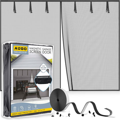 AUGO Magnetic Screen Door - Self Sealing, Heavy Duty, Hands Free Mesh Partition Keeps Bugs Out - Pet and Kid Friendly - Patent Pending Keep Open Feature - 38 Inch x 83 Inch