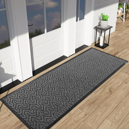 Yimobra Front Door Mat Outside Entrance 29.5x17, Waterproof Heavy Duty Outdoor Mats for Front Door, Non Slip Rubber Entry Mat for Garage Patio Indoor, Grey