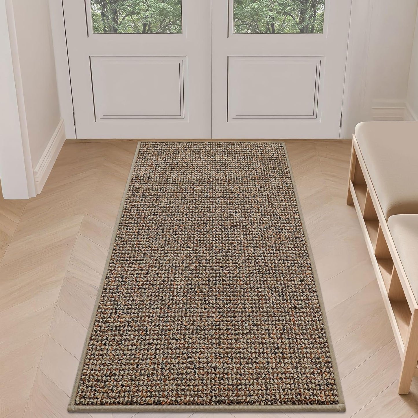 BEQHAUSE Dirt Trapper Door Mat 20" x 32", Non-Slip Washable Doormats Entrance Mat, Dirt Resistant and Absorbent Welcome Mat, Low Profile Floor Mats for Front Back Door and Entryway, Beige