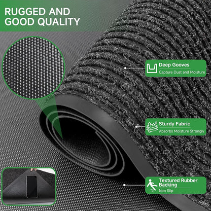 100pointONE Durable Front Door Mat, Heavy Duty Indoor Outdoor Doormat, 48” x 36” Low Profile Outdoor Mats for Home Entrance, Stain and Fade Resistant Shoe Scraper Mat, Ideal for High Traffic Area