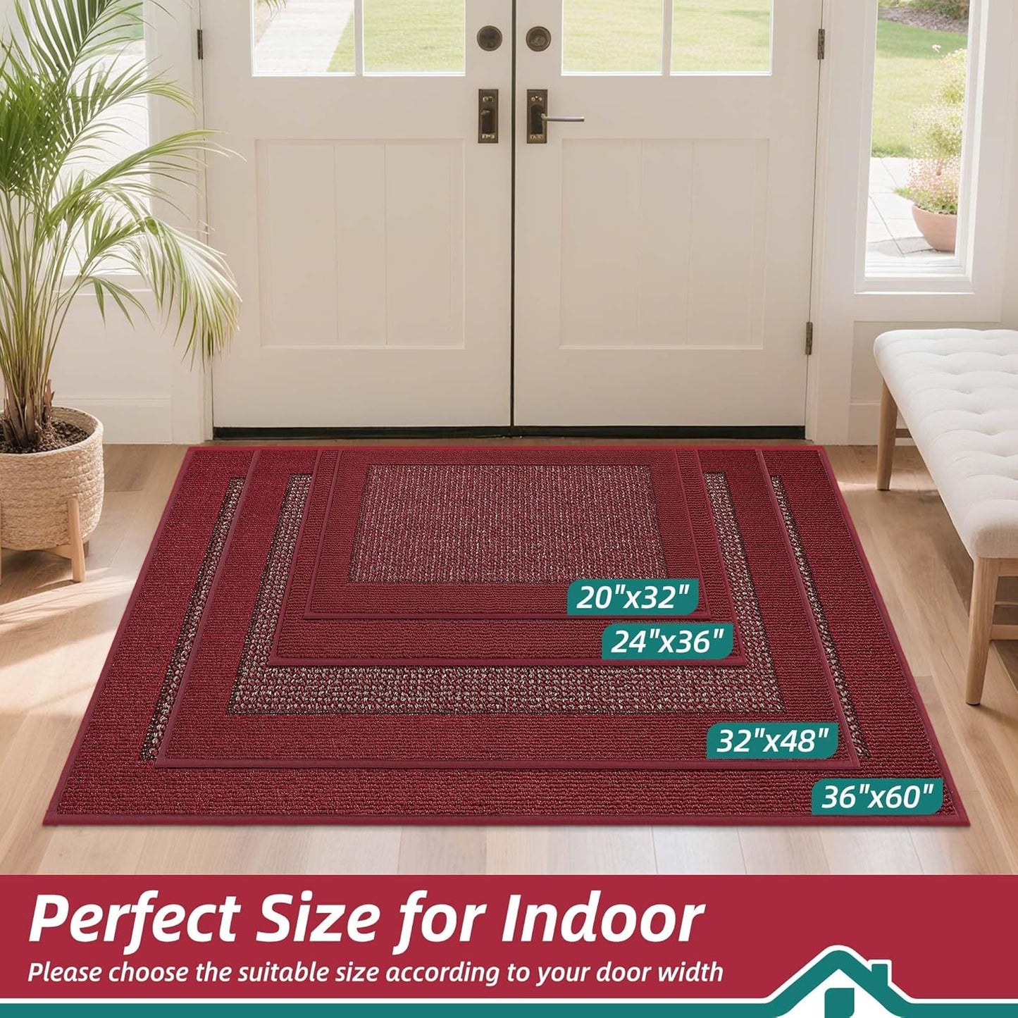 BEQHAUSE Indoor Door Mat 20" x 32", Dirt Trapper Door Mats Non-Slip Entryway Rugs Washable, Resist Dirt Absorbent Welcome Mat, Low Profile Floor Mats for Front Back Door and Entryway, Taupe