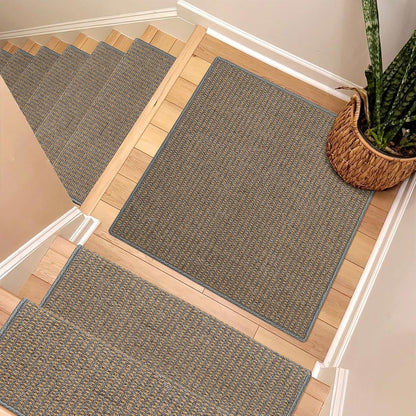 Brakki Bullnose Carpet Stair Treads, Non Slip Stair Treads for Wooden Steps Indoor, Stair Runner, Soft Stair Rugs, Edging Stair Protectors, Washable, 29.5"x9.5"x1.5" 14pcs, Beige
