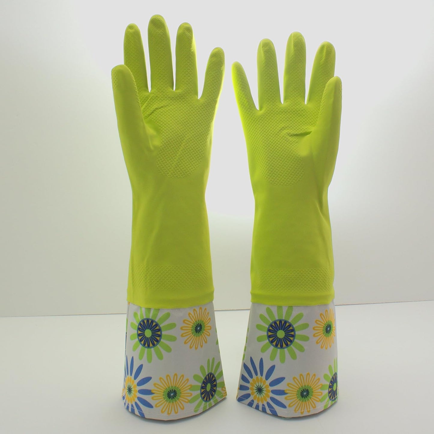 Reusable Waterproof Household Latex Cleaning Gloves, Long Cuff, Kitchen Gloves. 16 inches Long - Pack of 3 (Medium)