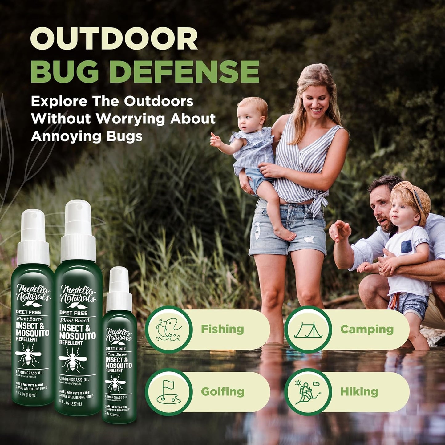 Deet-Free Insect & Mosquito Repellent – Nice Smelling, Pack of 2 (4 oz) | Insect Repellent with Lemongrass Oil Safe for Pets and Kids – Bug Spray Against Mosquitoes, Gnats, Black Flies, and No-See-um