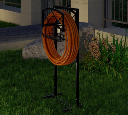 Fire Beauty Heavy-Duty Metal Hose Holder, Wall-Mounted Garden Hose Reel Organizer for Outdoor Yard, Solid Iron Decorative Hanger Storage