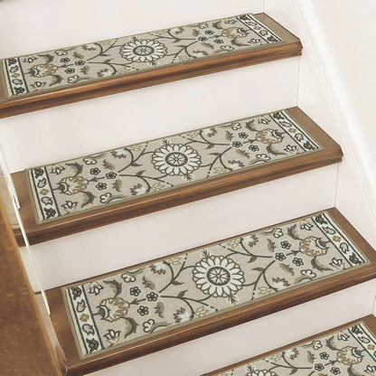 BEQHAUSE Stair Treads for Wooden Steps Non-Slip Machine Washable Carpet Stair Treads 8"X30" Soft Indoor Stair Runner for Kids Elders and Pets, 100% Polyester, TPE Backing, 15pcs, Grey/Orange