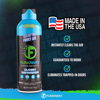 FunkAway Extreme Odor Eliminating Closet Sachet, Odor Absorbing Packet Ideal for Closets, Drawers, Hampers, Attics and Storage Spaces, Fresh Smell for Up to 90 Days