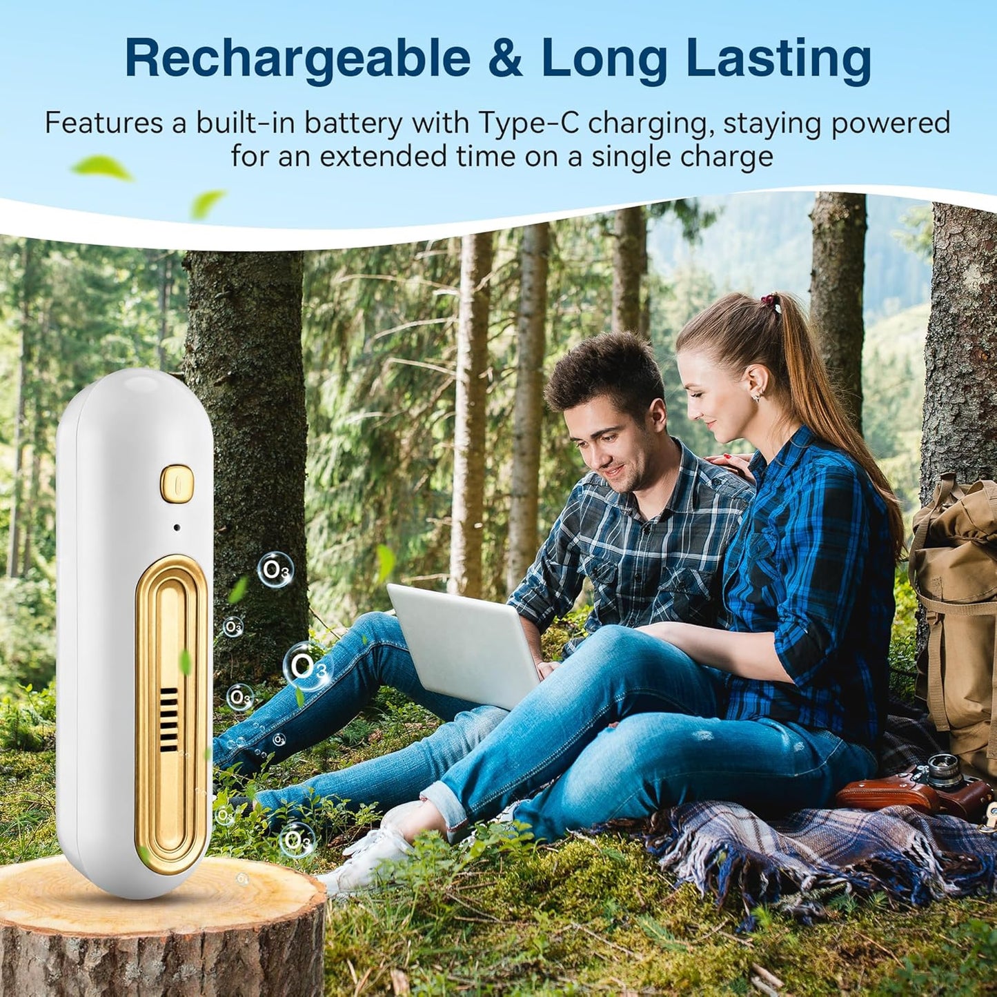 Qualirey Chemical-Free Shoe Deodorizer for Sneaker, Boot, Rechargeable Ozone Technology Shoe Odor Elimination(2 Pack,Gold)