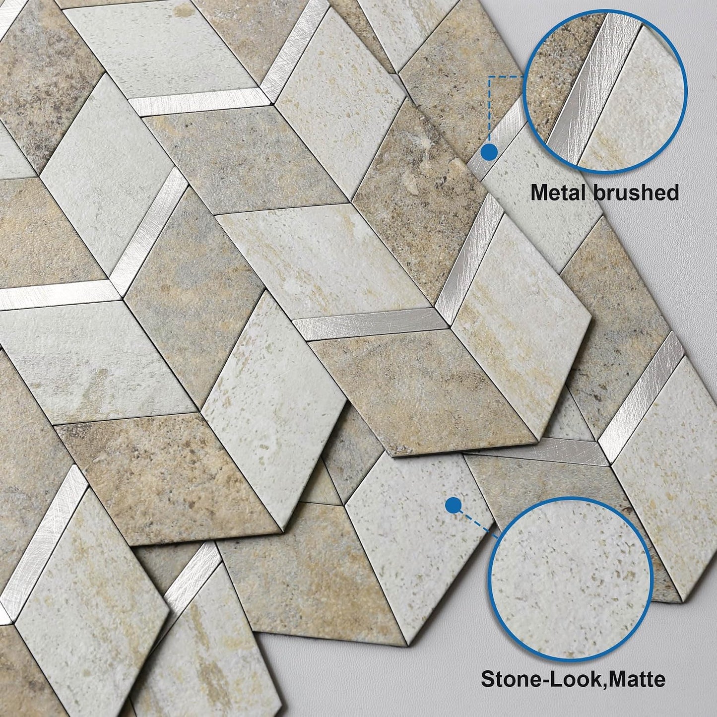 MOFIT Peel and Stick Backsplash for Kitchen,3D Wall Panel Peel and Stick Tile Self Adhesive Backsplash for Bathroom Tile Stickers Diamond (5Sheets,Blue Green Gray)