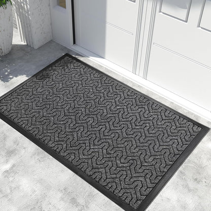 Yimobra Front Door Mat Outside Entrance 29.5x17, Waterproof Heavy Duty Outdoor Mats for Front Door, Non Slip Rubber Entry Mat for Garage Patio Indoor, Grey
