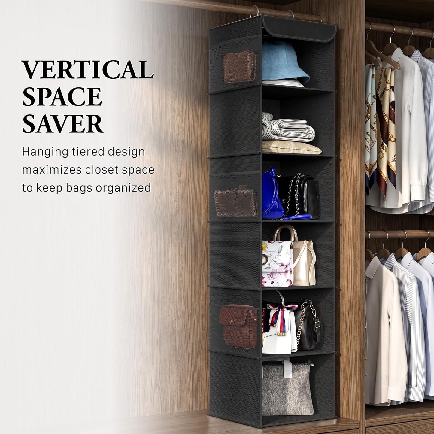 Simple Houseware 6 Shelf Hanging Closet Organizer, Gray