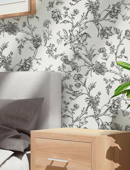 Safiyya Peel and Stick Wallpaper Vintage Floral Contact Paper 17.3" x 78.7" Wall Paper Renter Friendly Self Adhesive Removable Wallpaper for Bathroom Vinyl