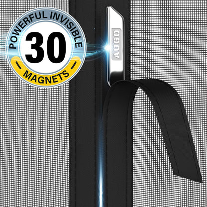 AUGO Heavy Duty Magnetic Screen Door – Fiberglass Pet Resistant Mesh, Self Sealing Hands Free Magnetic Closure, Tear Resistant Door Screen Keeps Bugs Out, Patent Pending Keep Open Feature – 38” x 83”