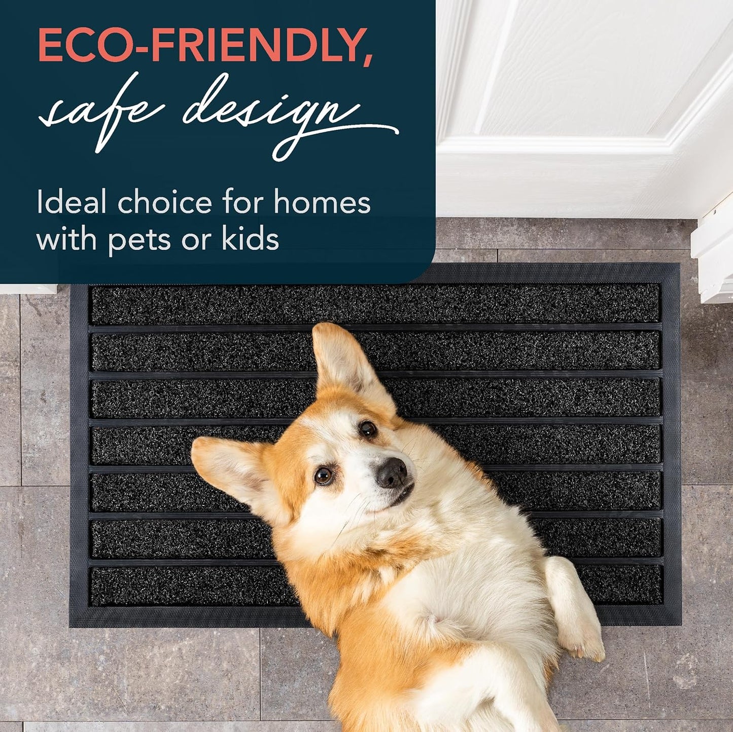ubdyo Extra Durable Door Mat - Dirt Trapping Outdoor Welcome Mats - Non-Slip Outdoor Indoor Entrance - Low Profile Front Doormat (30" x 17", Bright Brown)
