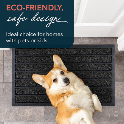 ubdyo Extra Durable Door Mat - Dirt Trapping Outdoor Welcome Mats - Non-Slip Outdoor Indoor Entrance - Low Profile Front Doormat (30" x 17", Bright Brown)