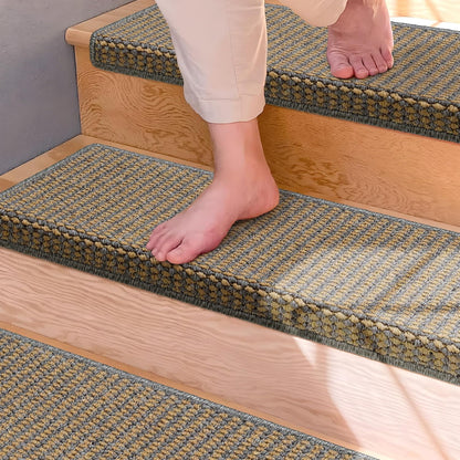 Brakki Bullnose Carpet Stair Treads, Non Slip Stair Treads for Wooden Steps Indoor, Stair Runner, Soft Stair Rugs, Edging Stair Protectors, Washable, 29.5"x9.5"x1.5" 14pcs, Beige