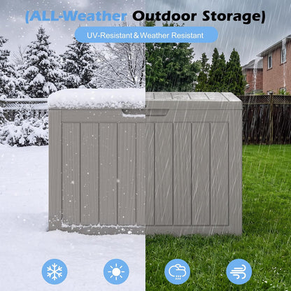 Outdoor Storage Box, 31 Gallon Resin Deck Boxes Outdoor Waterproof For Patio Furniture, Garden Tools, Pool Supplies, Lockable And UV Resistant (Rattan Gray)