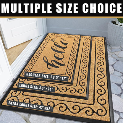 Yimobra Welcome Mat, Heavy Duty Sturdy Door Mats for Home Entrance Outdoor Indoor, Front Doormat for Outside Patio Floor Entry Porch Garage Office, Waterproof, Low Profile, 29.5x17, Black Grey