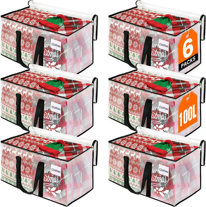 RoomHacks Heavy Duty Clear Moving Bags with Reinforced Handle and Double Zipper, Storage Totes, Packing Bags Alternative to Moving Essential and Supplies Box, Clear, Large, 6 Packs