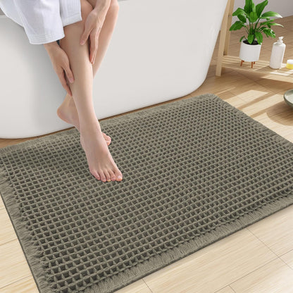 Smiry Waffle Bath Mat 30x20, Extra Soft Absorbent Bathroom Rugs, Non Slip Machine Washable Quick Dry Bath Rugs for Bathroom Floor, Tub, Shower, Home Decor Accessories, Brown