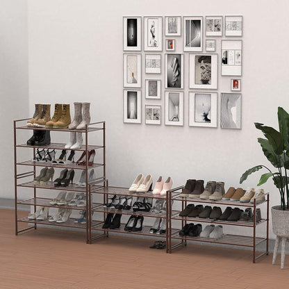 Simple Houseware 3-Tier Stackable Shoes Rack Storage Shelf, Black