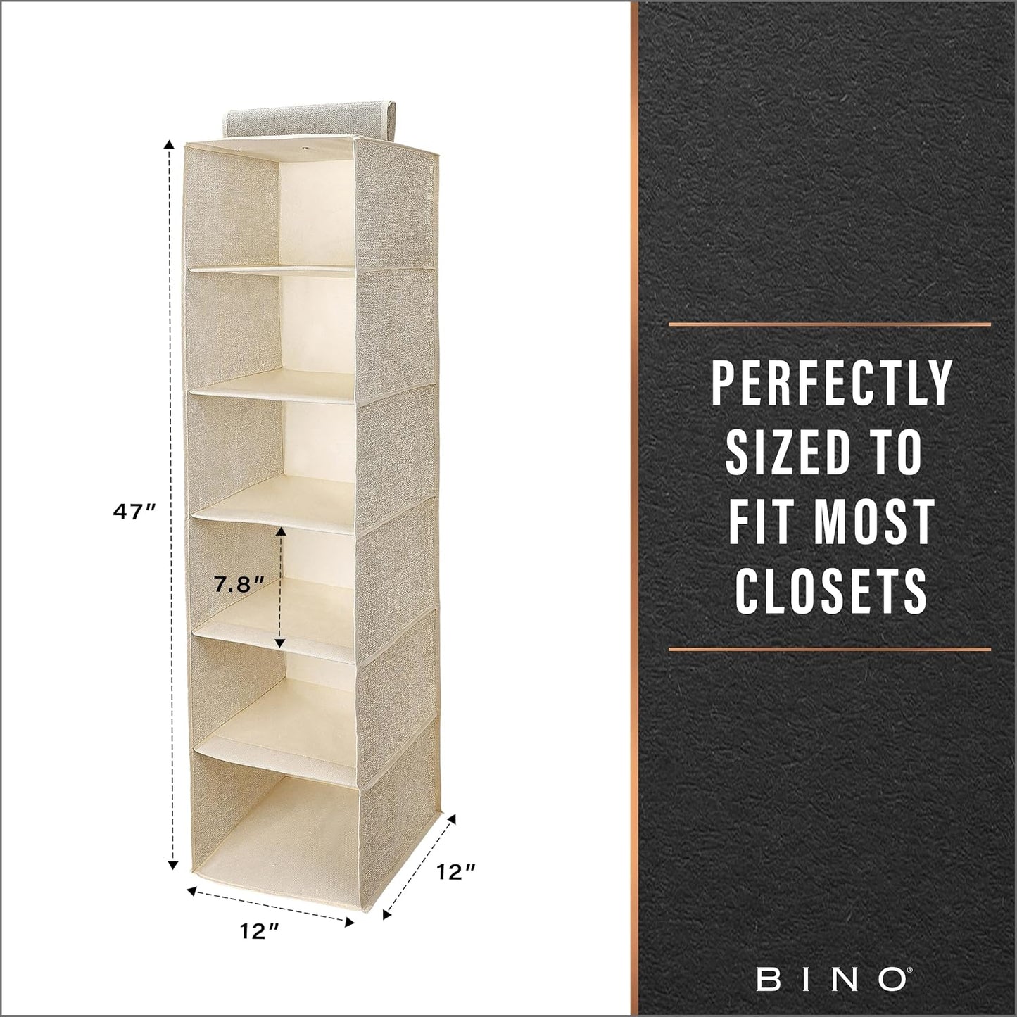 BINO 10-Shelf Shoe Closet Organizer - Beige | Closet Hanging Organizer | Hanging Shoe Rack Storage & Organizer for Bedroom | Hanging Shelves | Portable Closets for Hanging Shoes | Room Essentials