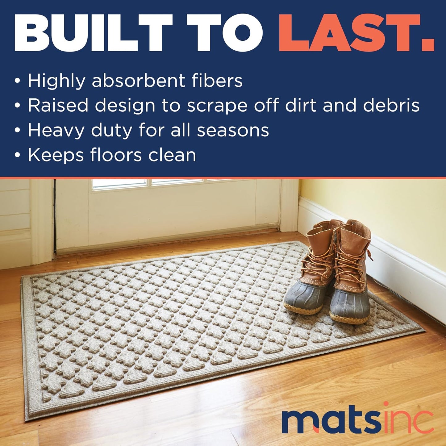 Artisan Entry Indoor Mats for Entryway, Durable & Easy to Clean Tray for Boots, Anti-Slip & Water-Resistant for Front Room, Made in The USA, 15" x 36", Blue, by Mats Inc.