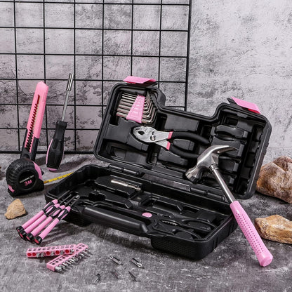 39 Piece Basic Home Tool Set Household Tool Set General Repair Small Hand Tool Kit in Toolbox Storage Case for Home Garage Office College Dormitory Use, Blue