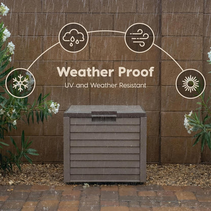 IRIS USA 35-Gallon Outdoor Deck Delivery Storage Box, Lockable & UV-Protected, Weather-Resistant Patio Storage for Cushions, Garden Tools & Packages, Waterproof Resin, Durable & Stylish Design - Beige
