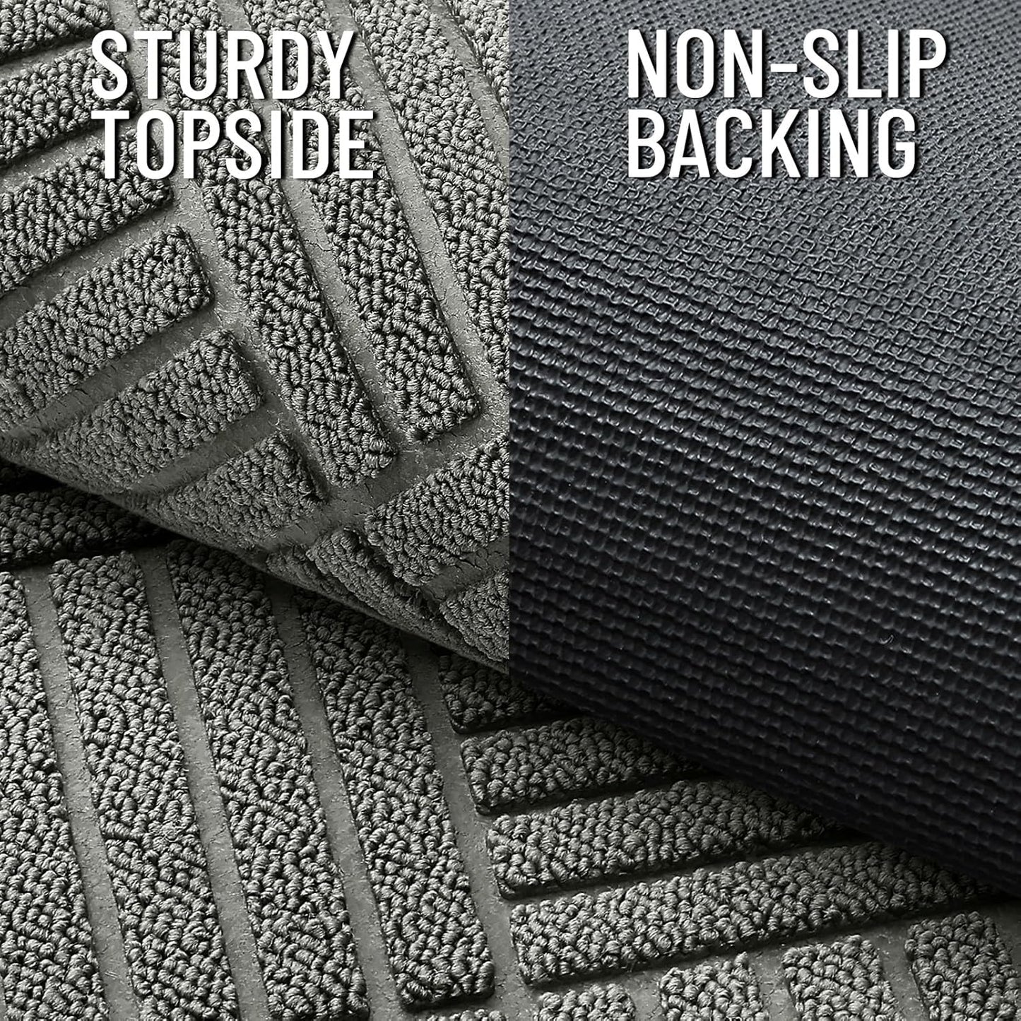 OLANLY Front Door Mat Outside Entrance 29.5x17, Absorbent, Heavy Duty Sturdy Natural Rubber Doormat Indoor Outdoor, Stain and Fade Resistant, Non-Slip Low Profile Floor Mat for Entryway, Grey Diamond
