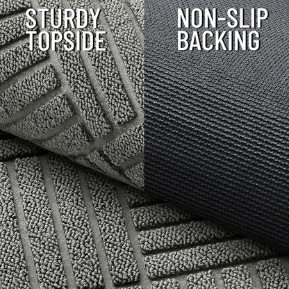 OLANLY Front Door Mat Outside Entrance 29.5x17, Absorbent, Heavy Duty Sturdy Natural Rubber Doormat Indoor Outdoor, Stain and Fade Resistant, Non-Slip Low Profile Floor Mat for Entryway, Grey Diamond