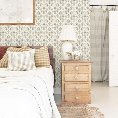 Dimoon 17.3''x78.7'' Peel and Stick Wallpaper Floral Cute Contact Paper Vintage Village Country Cottage Wallpaper Farmhouse Yellow Beige Renter Friendly Geometry Waterproof Embossed Kitchen Bedroom