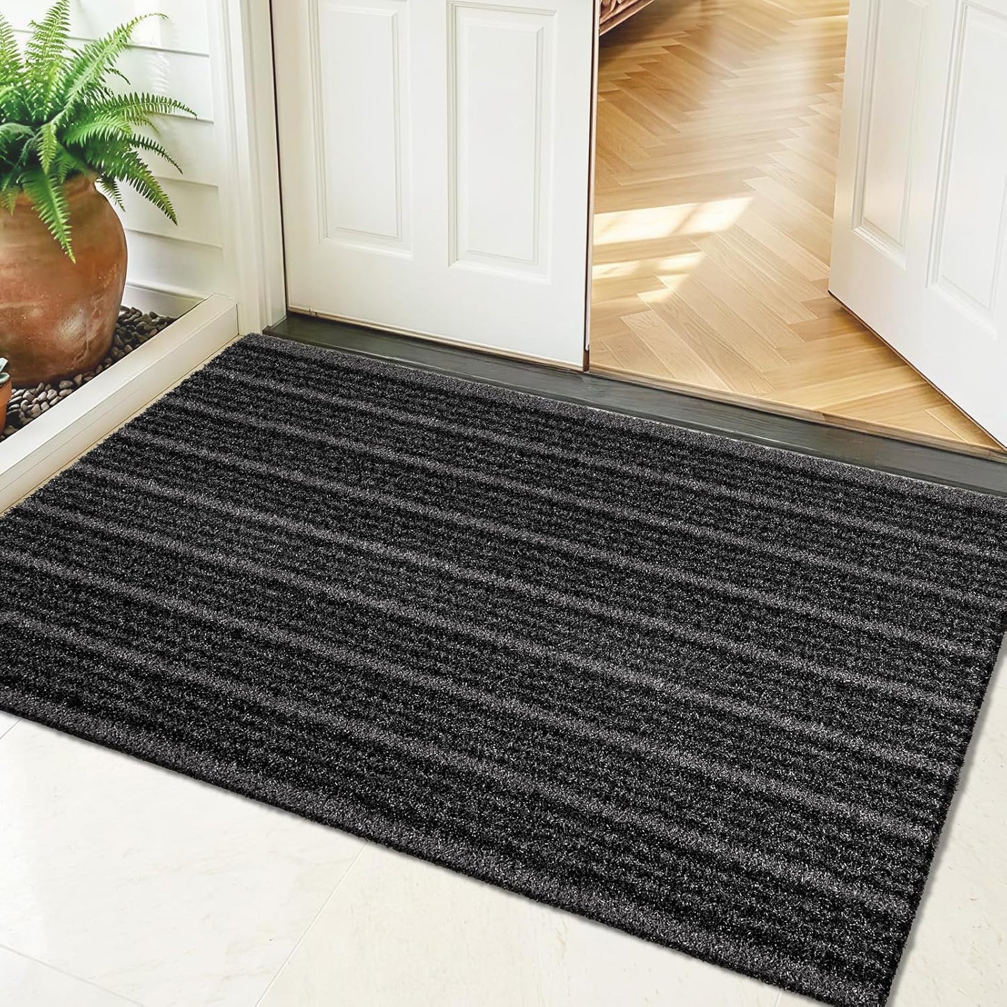 Outdoor Front Door Mat 32" x 48", Dirt Trapping Outside Entrance Rug, Non Slip Shoe Scraper, Heavy Duty Commercial Rug for Patio, Garage, Traffic Area, Office, Roll Packing