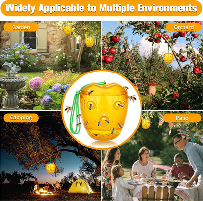 Wasp Trap, Yellow Jacket Trap Outdoor Hanging, Reusable Hornet and Wasp Catcher Traps for Outside, 2 Pack - Orange