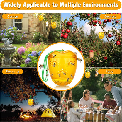 Wasp Trap, Yellow Jacket Trap Outdoor Hanging, Reusable Hornet and Wasp Catcher Traps for Outside, 2 Pack - Orange