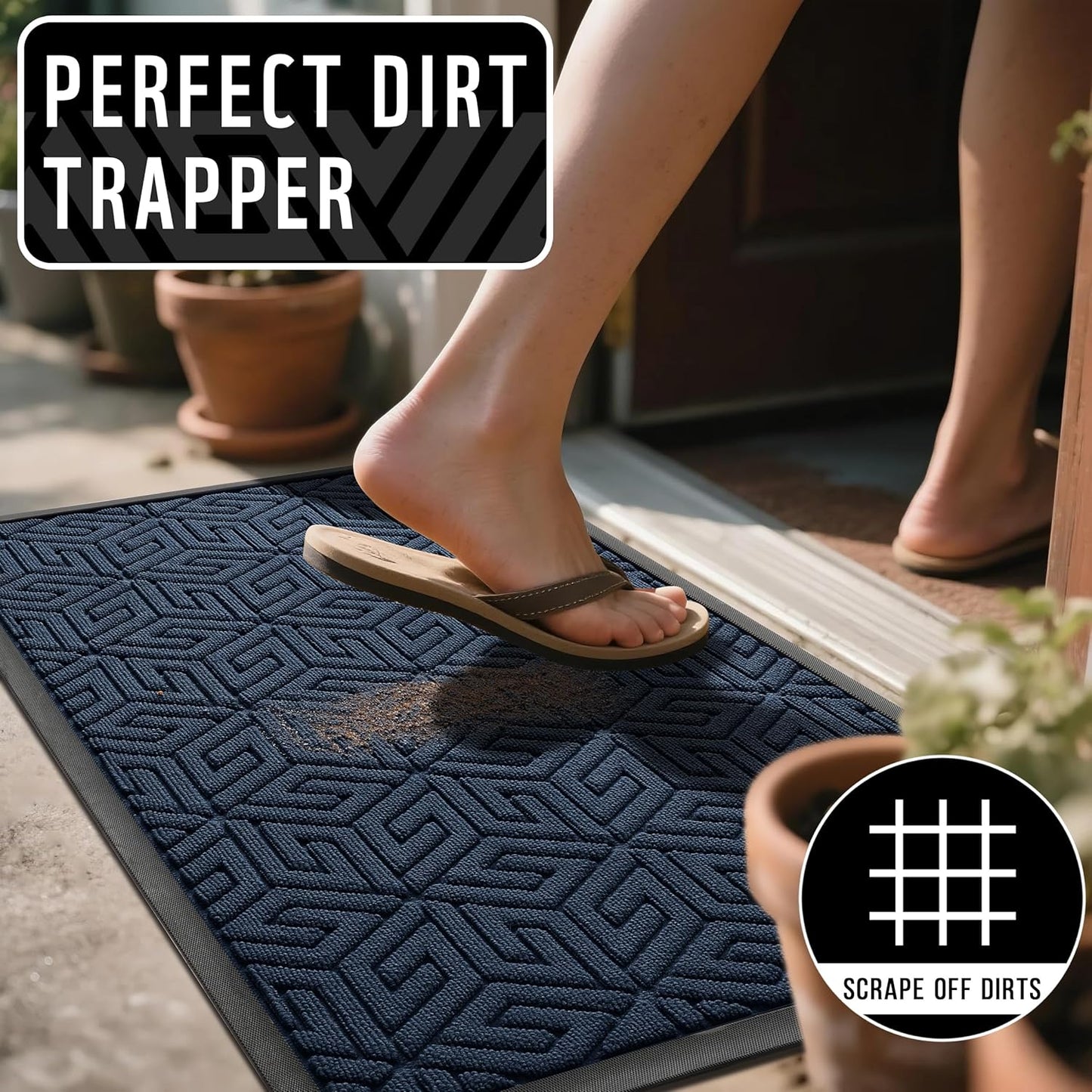 Yimobra Doormat Outdoor Entrance 29.5x17, All-Weather Waterproof Outdoor Mats for Front Door, Non Slip Welcome Door Mat for Patio Proch Outside Entryway Indoor, Black