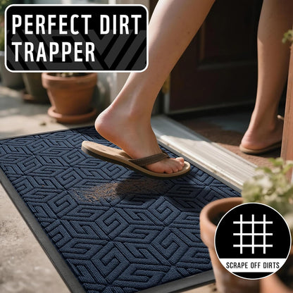 Yimobra Doormat Outdoor Entrance 29.5x17, All-Weather Waterproof Outdoor Mats for Front Door, Non Slip Welcome Door Mat for Patio Proch Outside Entryway Indoor, Black