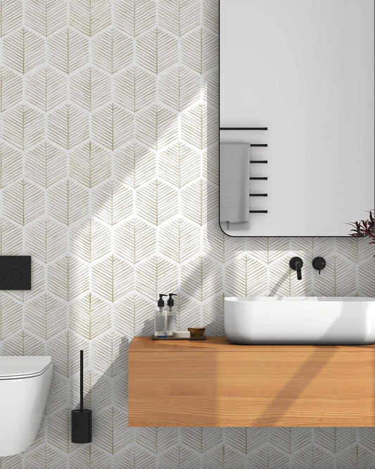 Modern Peel and Stick Wallpaper 17.3''×78.8'' Self Adhesive Wallpaper Boho Contact Paper Beige and White Geometric Wall Paper Removable Decorative Wallpapers for Bedroom Bathroom Cabinets Decor Vinyl