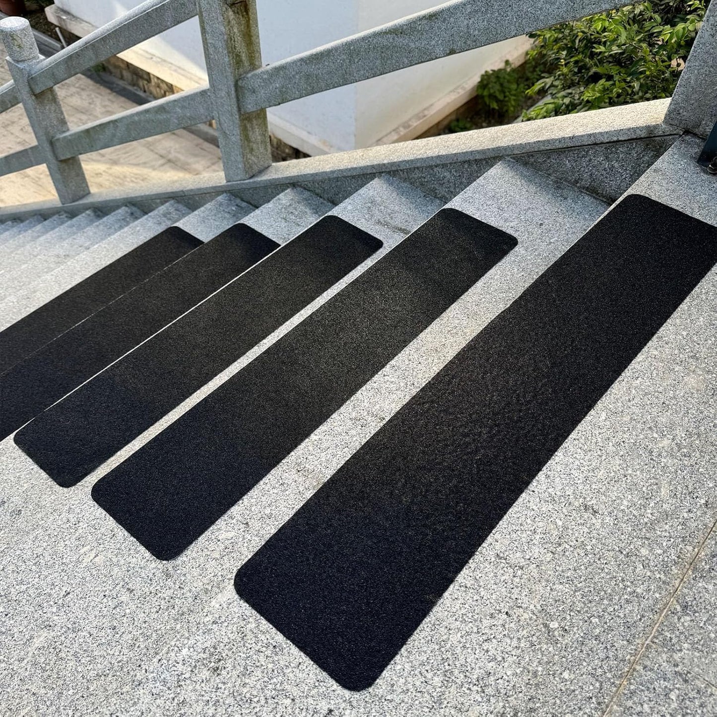 12 Pack Outdoor Stair Treads Non-Slip Pre-Cut 6" x 30" | Non Skid Grip Tape Black Anti Slip Safety Adhesive Strips for Steps, Staircase