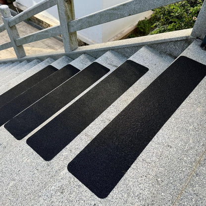 12 Pack Outdoor Stair Treads Non-Slip Pre-Cut 6" x 30" | Non Skid Grip Tape Black Anti Slip Safety Adhesive Strips for Steps, Staircase