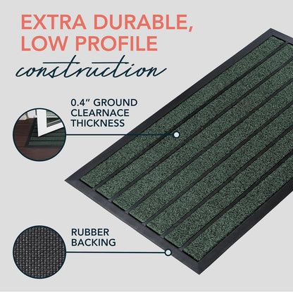 ubdyo Extra Durable Door Mat - Dirt Trapping Outdoor Welcome Mats - Non-Slip Outdoor Indoor Entrance - Low Profile Front Doormat (30" x 17", Bright Brown)