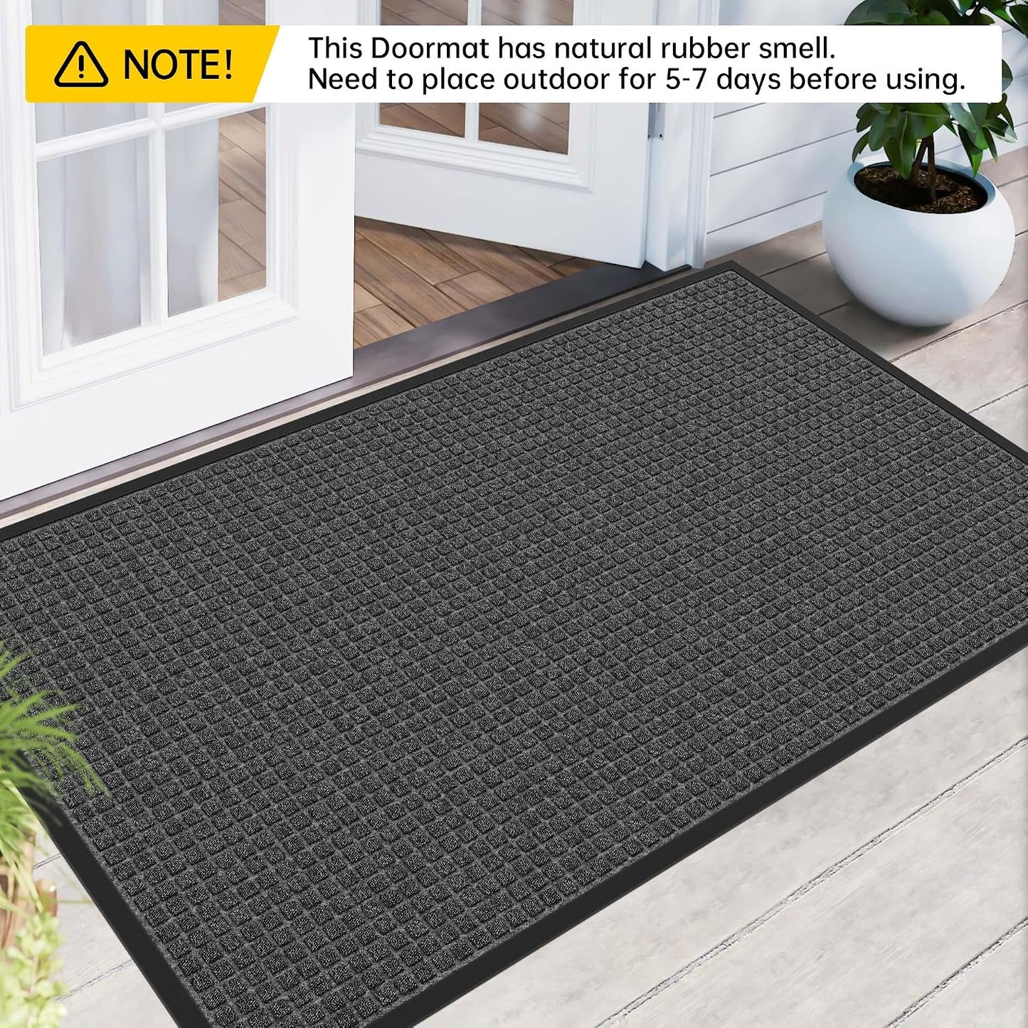 Front Door Mat Indoor Outdoor, 48" x 36" Non Slip Welcome Doormat for Entryway, Heavy Duty Low Profile Entrance Rug for High Traffic Areas, Patio, Outside Entry, Yard, Porch Waterproof