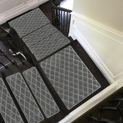 PURE ERA Carpet Stair Treads Tape Free Non Slip Indoor Stair Carpet Stair Protectors Pet-Friendly Non-Slip Skid Resistant Washable Reusable 8" x 30"(2 Pieces,Black)