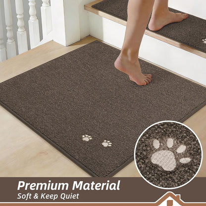 BEQHAUSE Stair Treads for Wooden Steps 28inX9in, Non Slip Carpet Stair Treads Indoor Stair Runners Machine Washable, Soft Stair Rugs Mat Surface Polyester TPE Backing, 4pcs, Charcoal