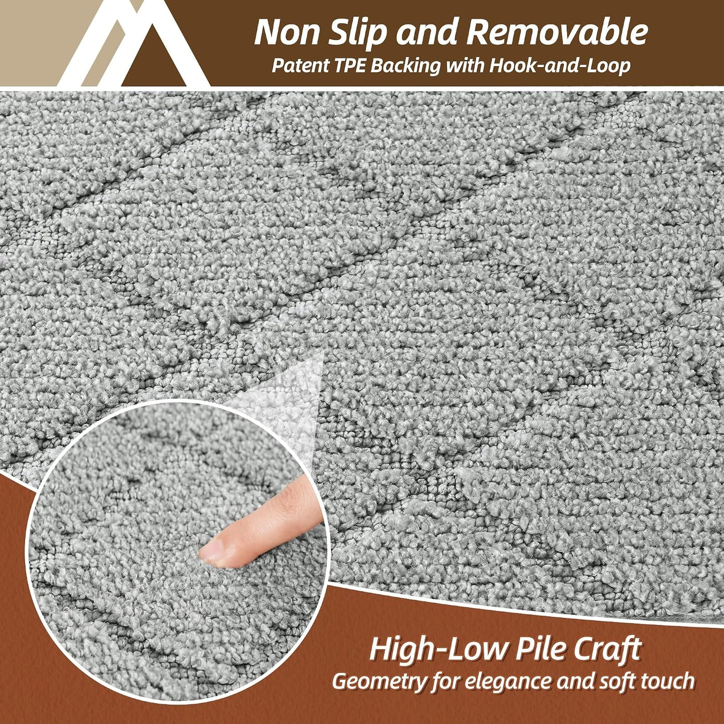Self Adhesive Bullnose Carpet Stair Treads Non Slip,Grey,11"x30",3 Pack | Pet Friendly, Peel and Stick Stair Treads for Wooden Steps, Washable Stair Runner for Kids Elders, Edge Protection